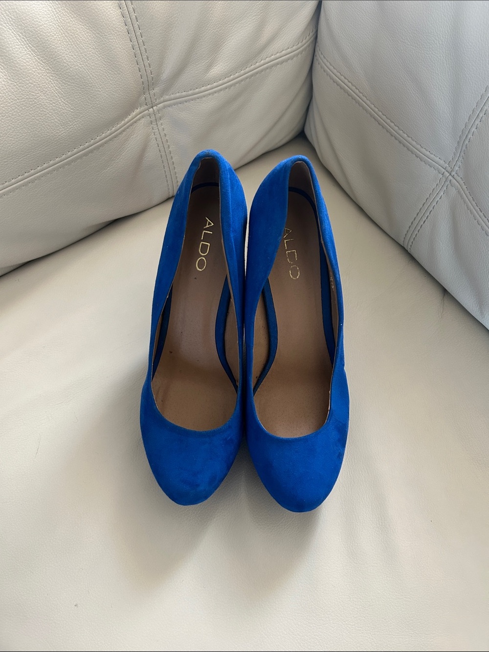 Aldo Electric Blue Suede Wedge Pumps